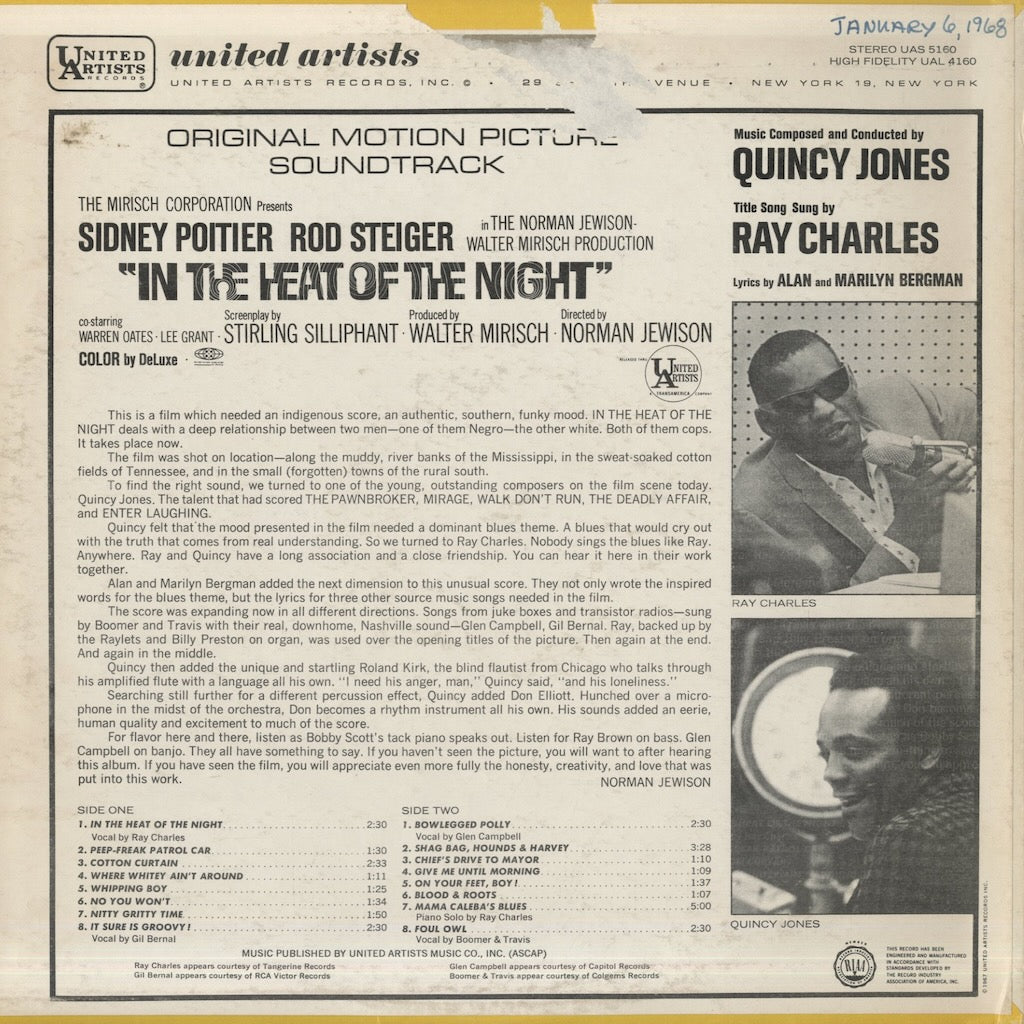 Quincy Jones / クインシー・ジョーンズ / In The Heat Of The Night -OST (UAS 5160)