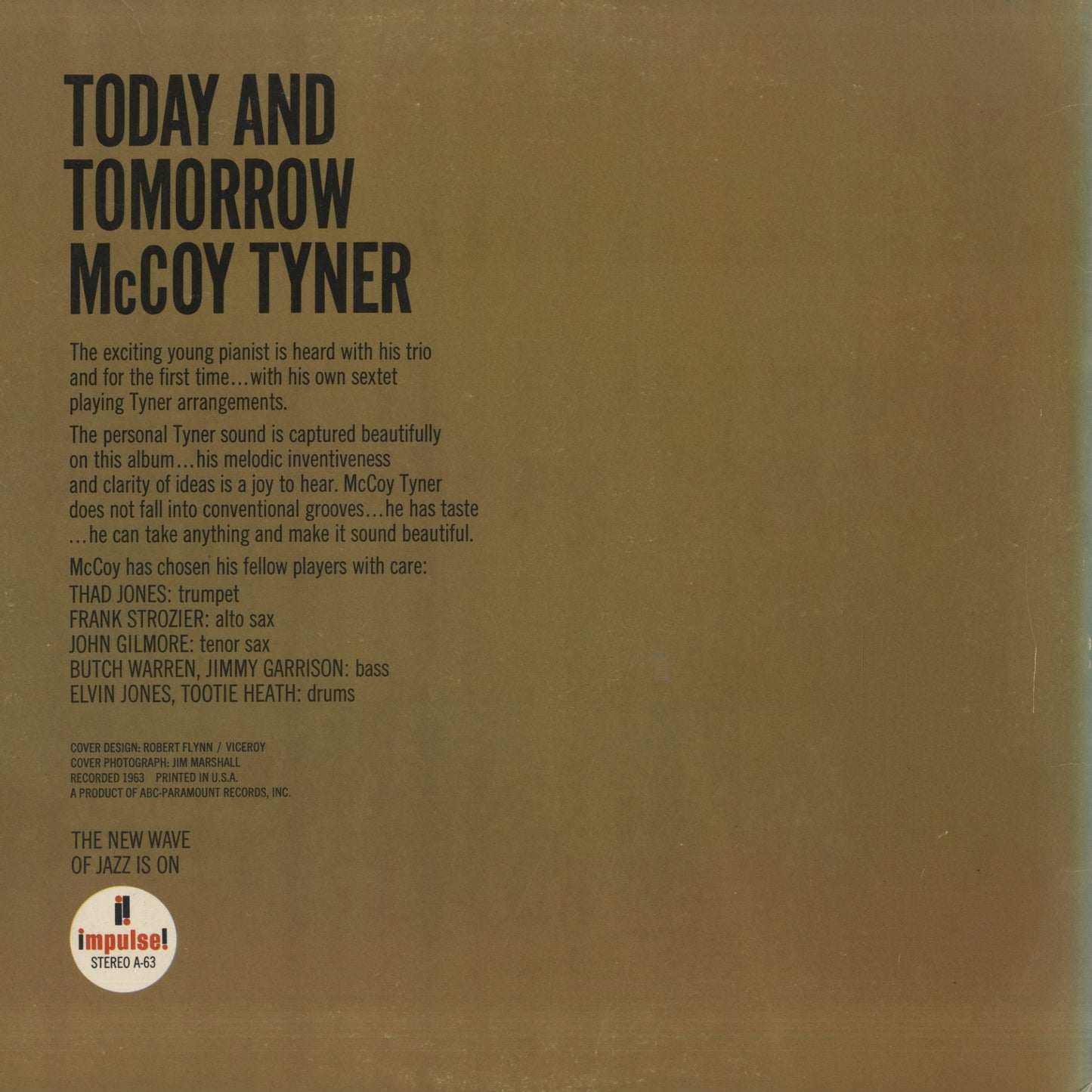 McCoy Tyner / マッコイ・タイナー / Today And Tomorrow (AS-63)
