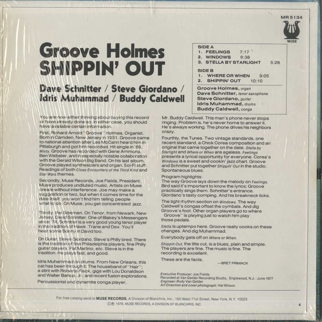 Groove Holmes / グルーヴ・ホルムズ / Shippin' Out (MR5134)