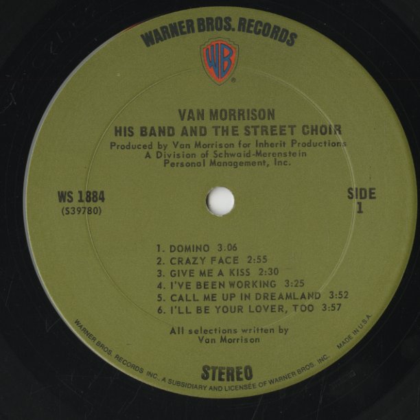 Van Morrison / ヴァン・モリソン / His Band And The Street Choir (WS 1884)