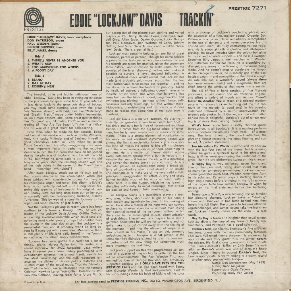 Eddie Lockjaw Davis / エディ・ロックジョウ・デイヴィス / Trackin' (PRLP7271)