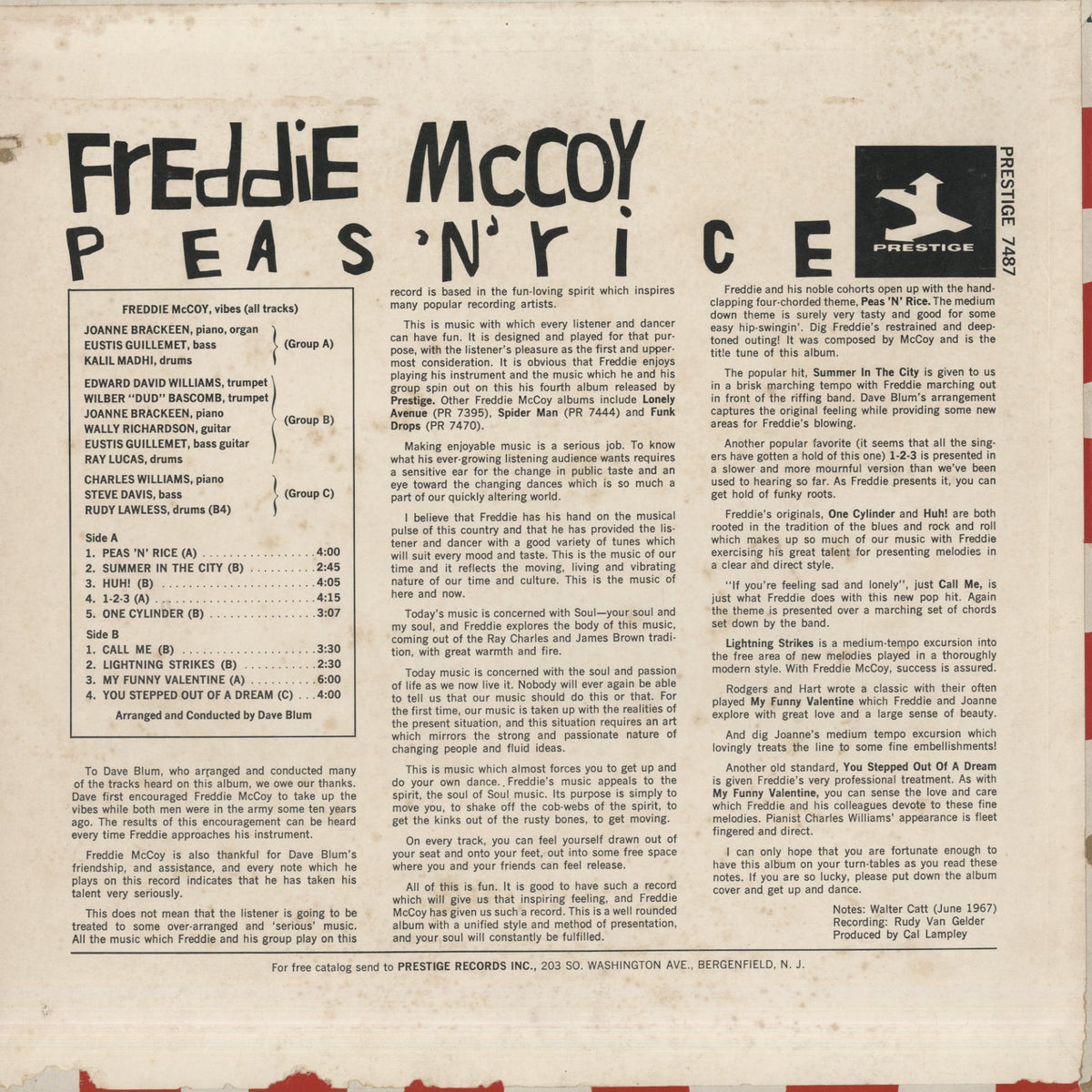 Freddie McCoy / フレディ・マッコイ / Peas 'N' Rice (PRST 7487)