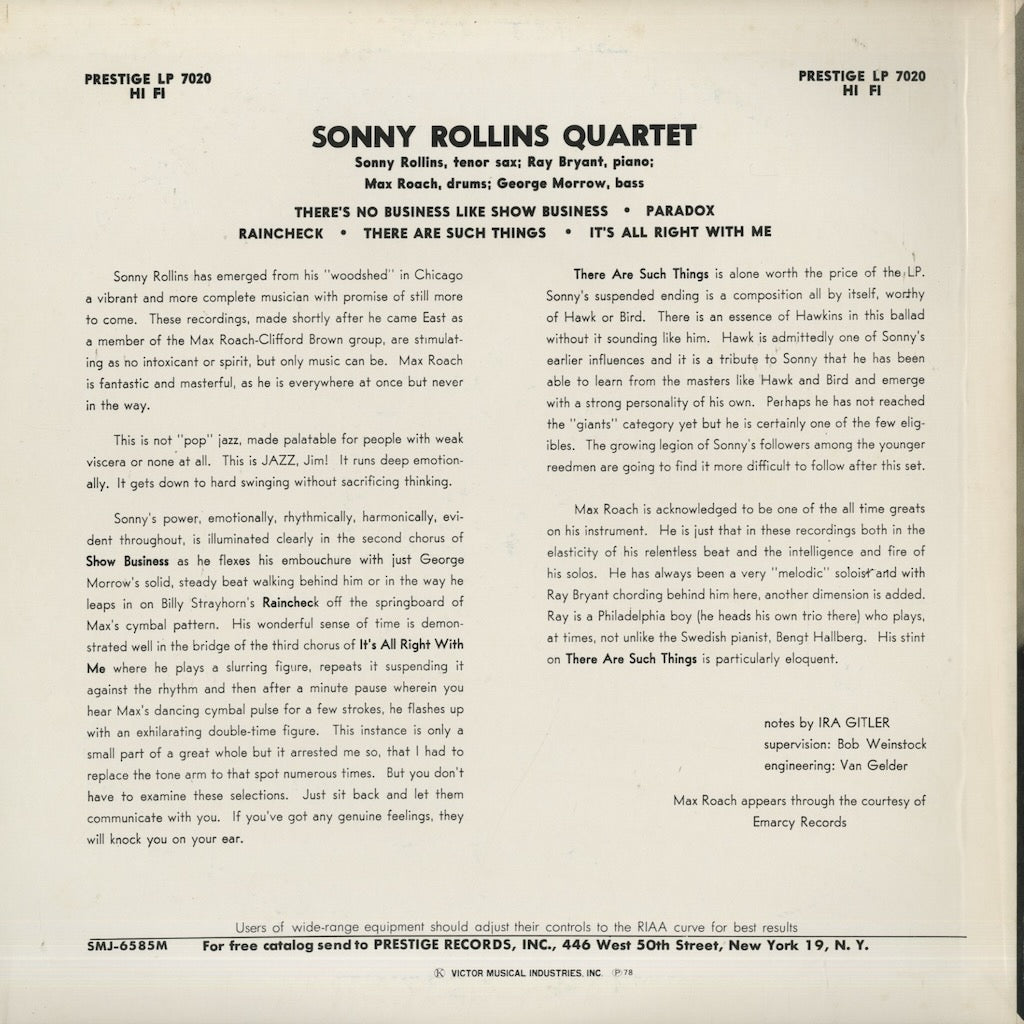 Sonny Rollins / ソニー・ロリンズ / Worktime (SMJ-6585M)