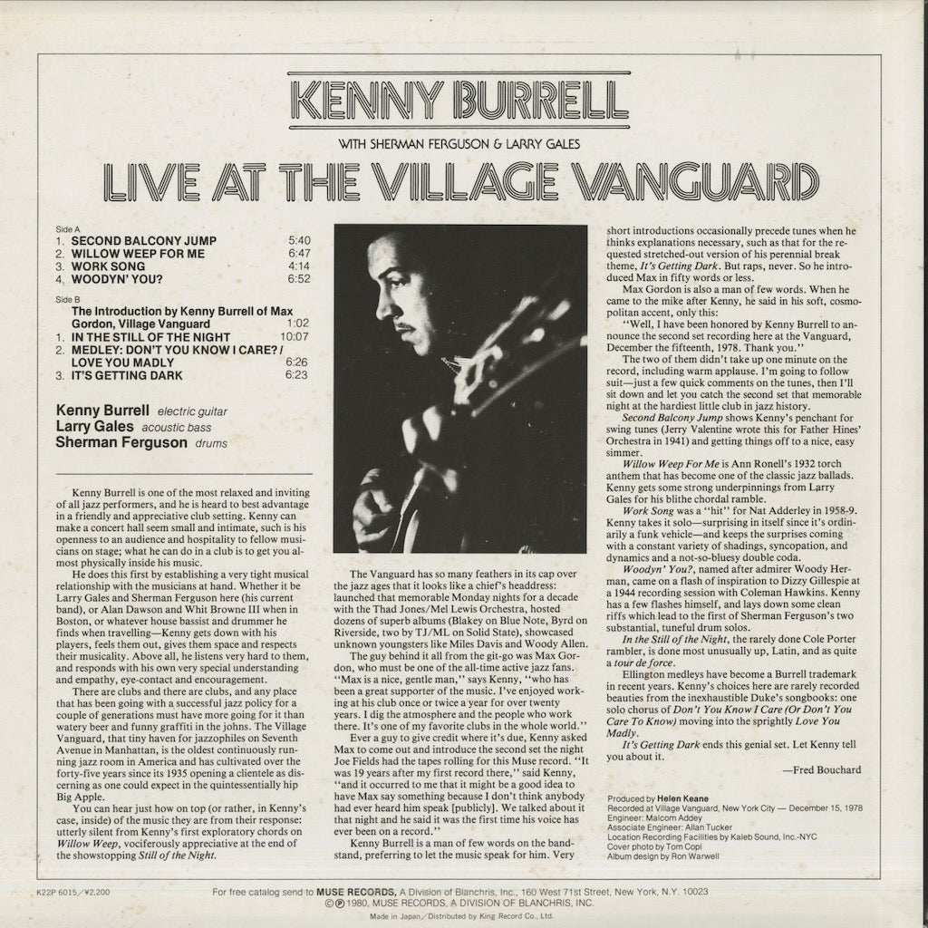 Kenny Burrell / ケニー・バレル / Live At Village Vanguard (K22P 6015)