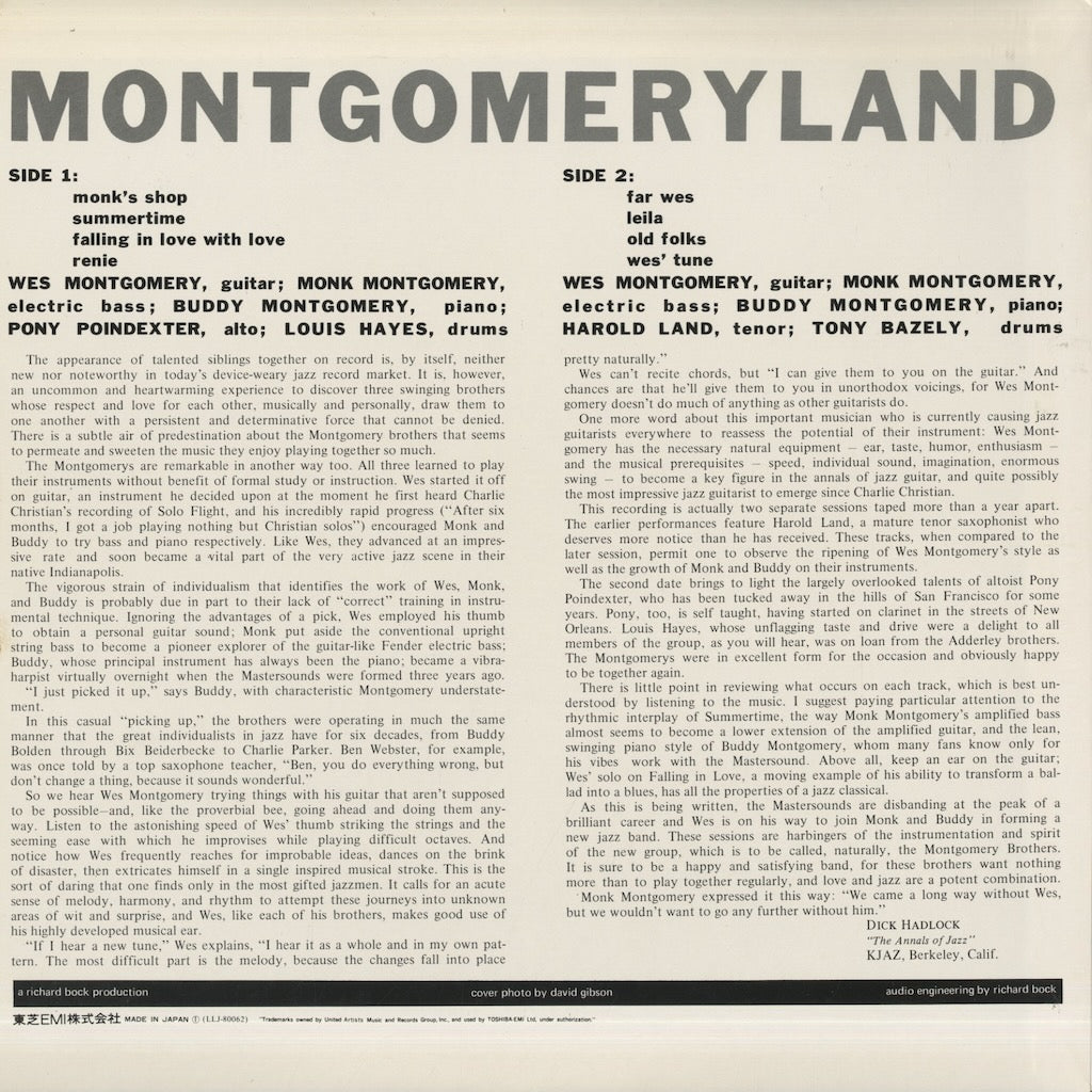 Wes Montgomery / ウェス・モンゴメリー / Montgomeryland (LLJ 80062)