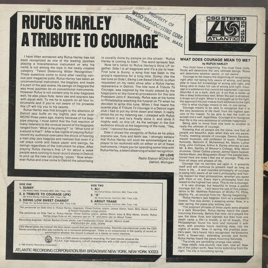 Rufus Harley - A Tribute To Courage (SC 1504) LP 1968 US Atlantic｜中古LP