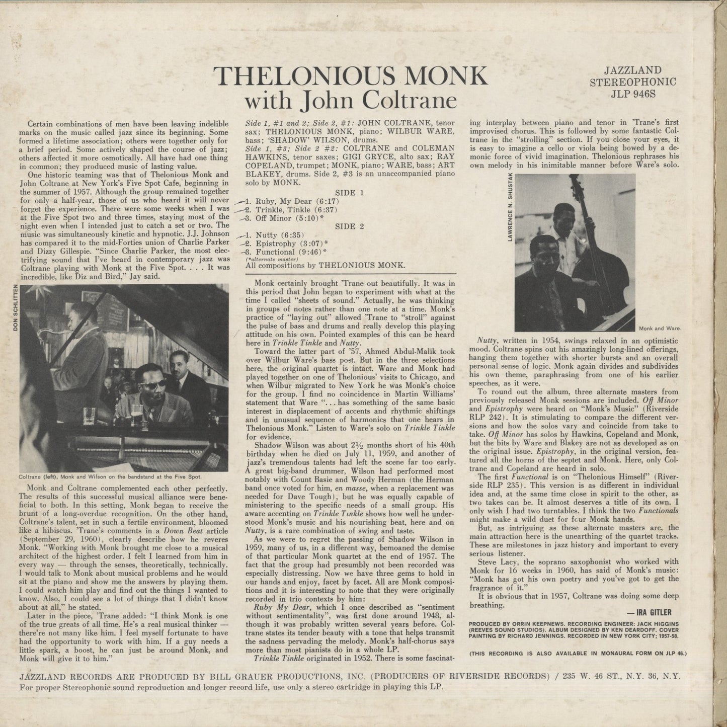 Thelonious Monk / セロニアス・モンク / With John Coltrane (JLP946S)