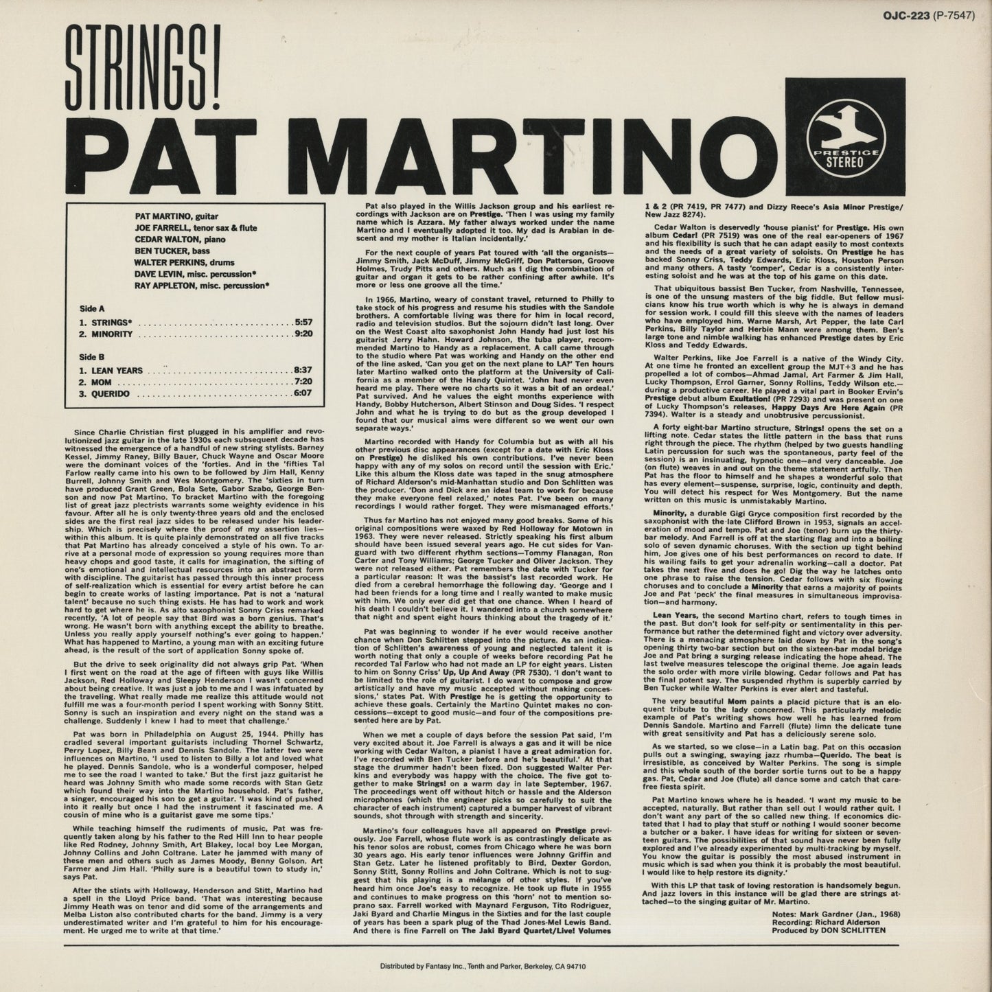 Pat Martino / パット・マルティーノ / Strings! (OJC-223)