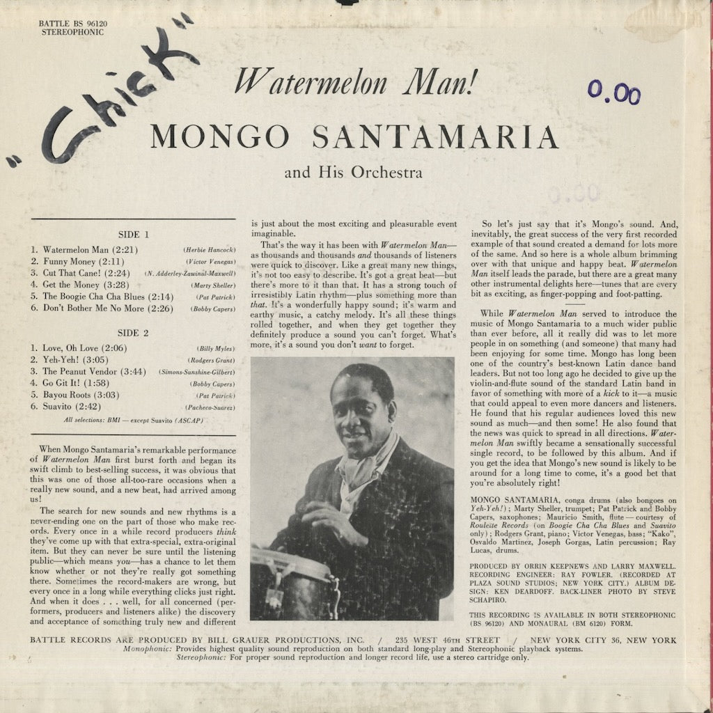 Mongo Santamaria – Watermelon Man! (BS 96120) LP 1967 US Battle | 中古LP