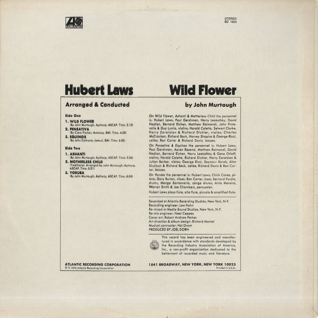Hubert Laws / ヒュバート・ロウズ / Wild Flower (SD1624)