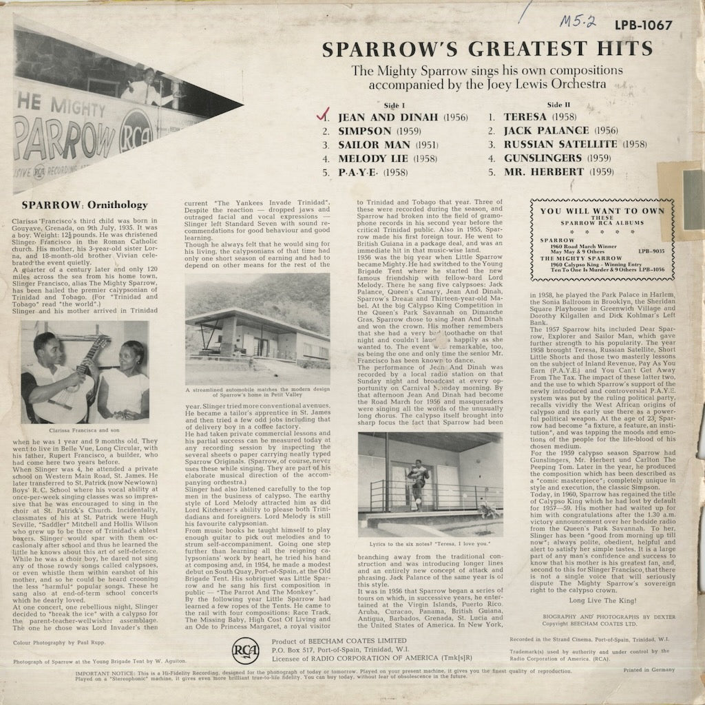 Mighty Sparrow / マイティ・スパロウ / Sparrow's Greatest Hits (LPB1067)