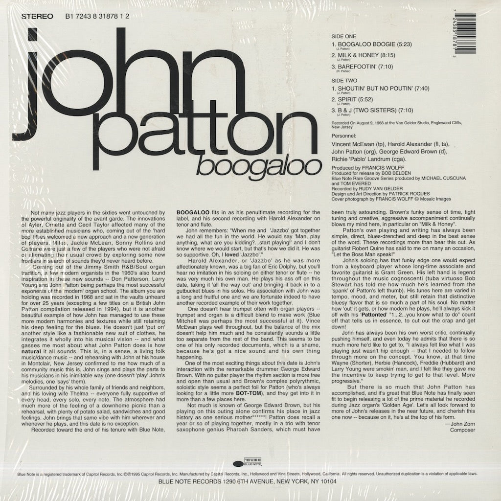 John Patton / ジョン・パットン / Boogaloo (B1 7243 8 31878 1 2)