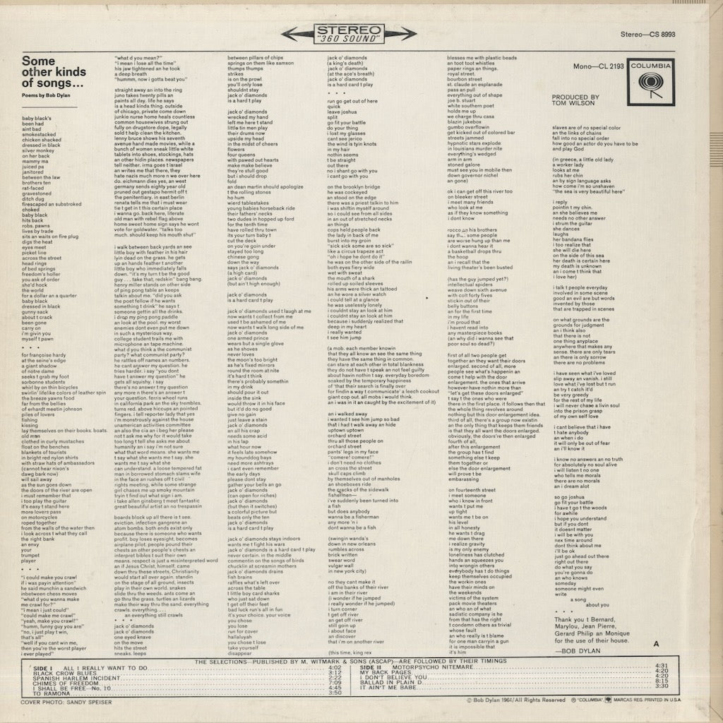 Bob Dylan / ボブ・ディラン / Another Side Of Bob Dylan (CS 8993)
