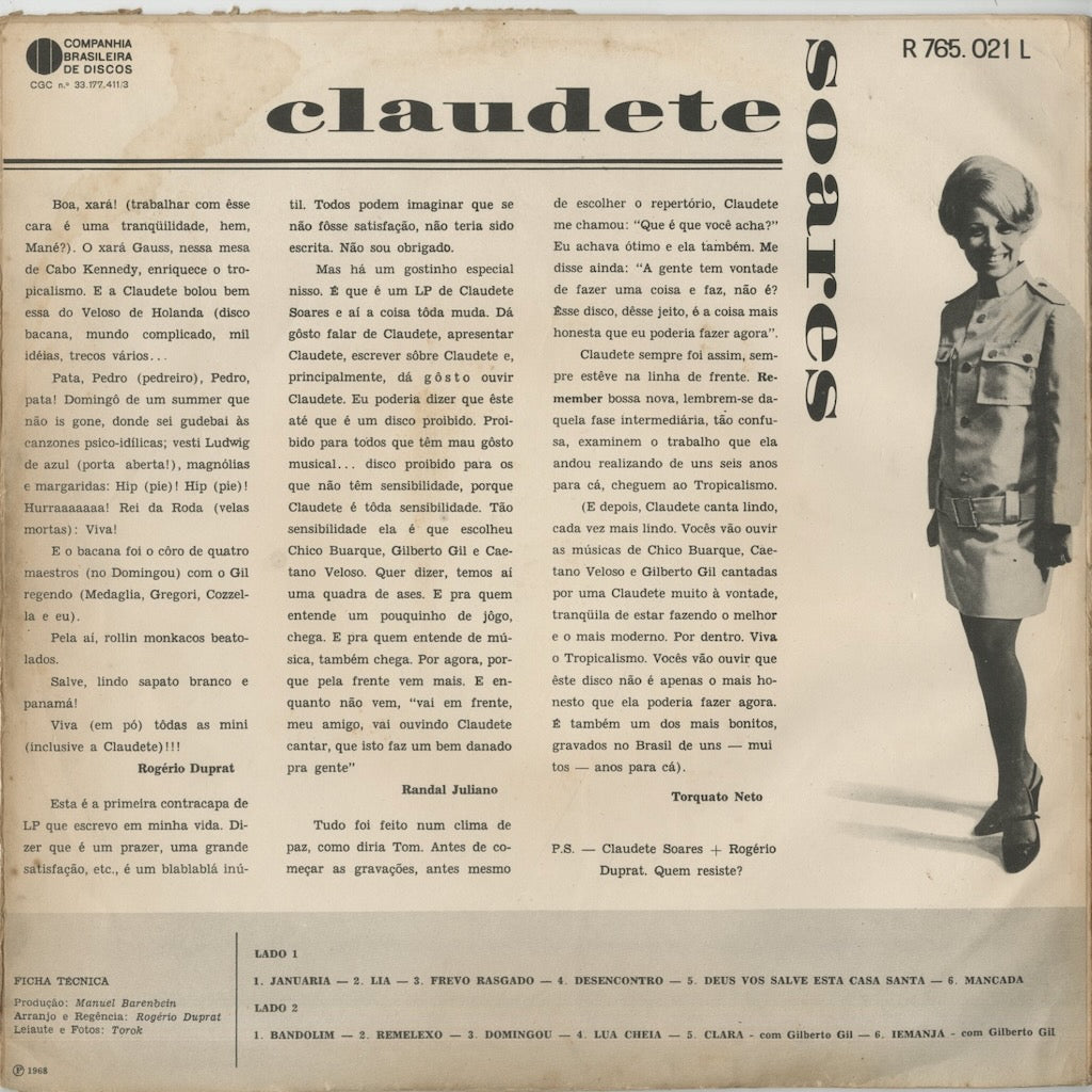Claudette Soares / クラウデッチ・ソアレス / Gil, Chico E Veloso Por Claudette (R 765.021L)