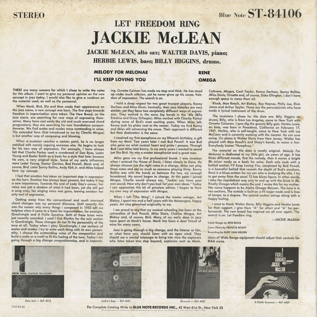 Jackie McLean / ジャッキー・マクリーン / Let Freedom Ring (GXK8038)