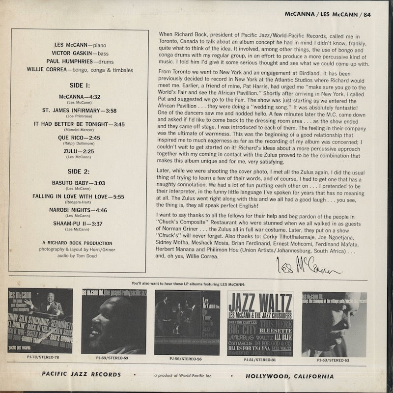 Les McCann / レス・マッキャン / McCanna (PJ-84)