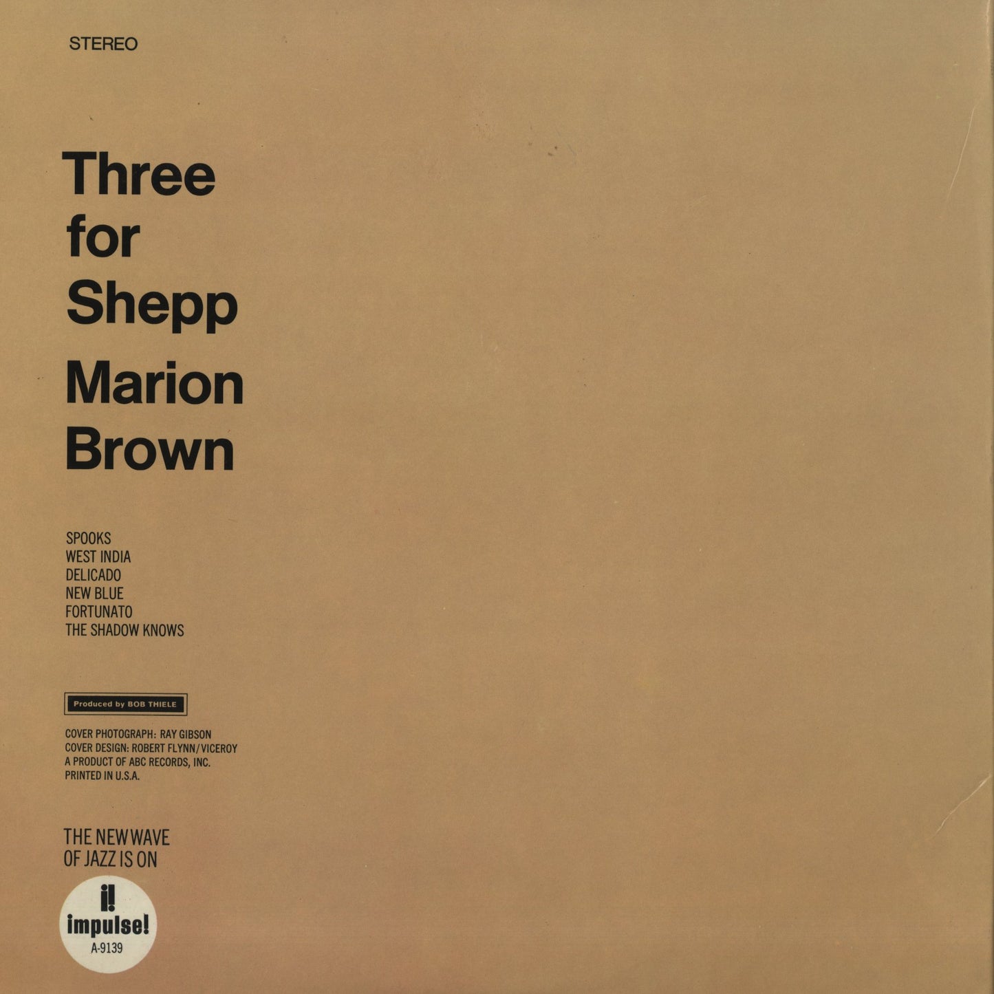 Marion Brown / マリオン・ブラウン / Three For Shepp (AS-9139)
