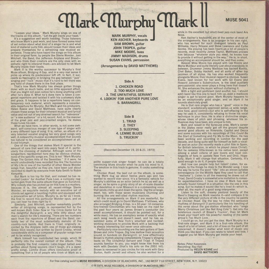 Mark Murphy / マーク・マーフィー / Mark II (MR 5041)