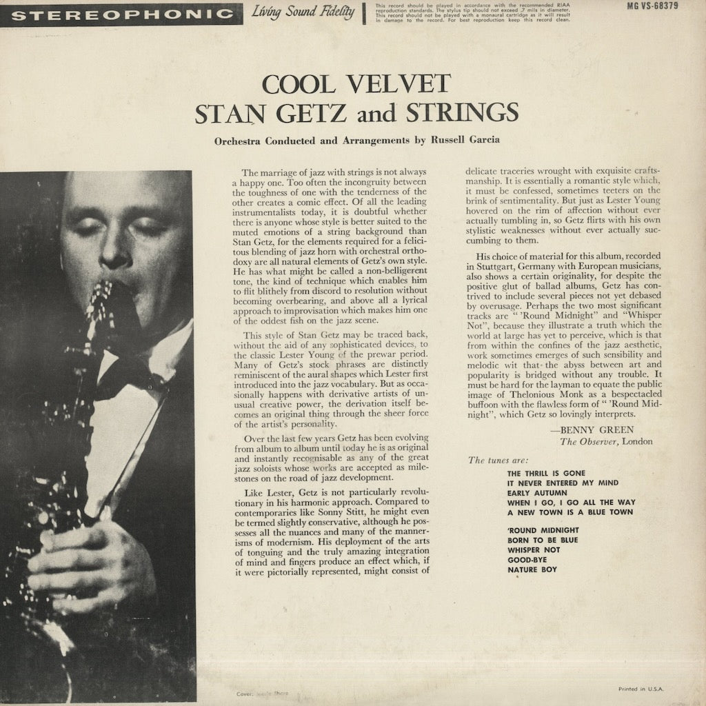 Stan Getz / スタン・ゲッツ / Cool Velvet (MG VS-68379)