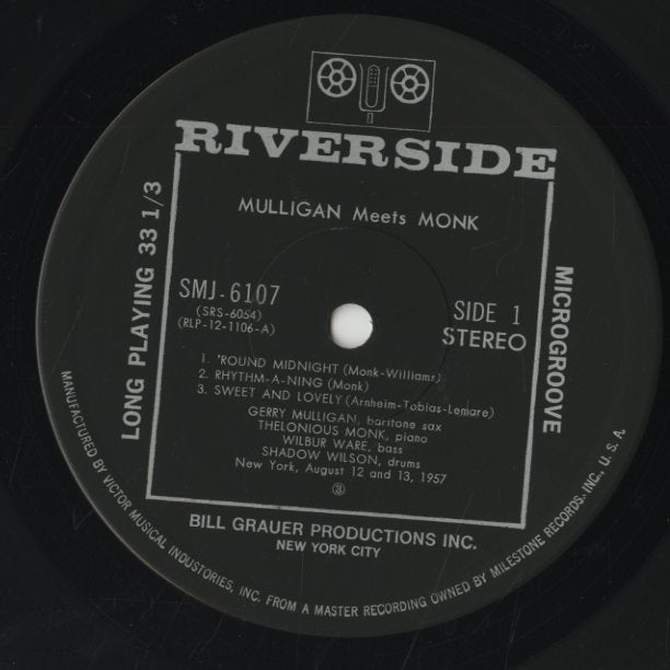 Thelonious Monk And Gerry Mulligan / セロニアス・モンク　ジェリー・マリガン / Mulligan Meets Monk (SMJ-6107)