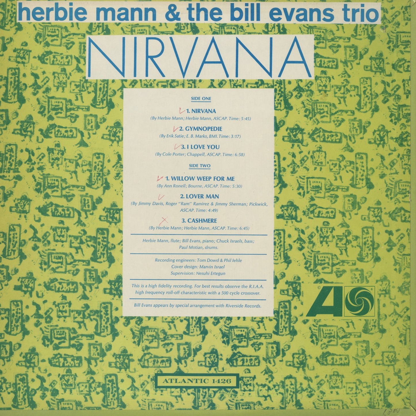 Herbie Mann & The Bill Evans Trio / ハービー・マン　ビル・エヴァンス / Nirvana (1426)
