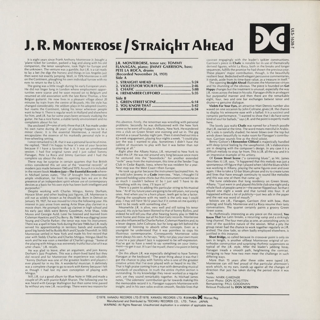 J.R. Monterose – The Message (ULS-1638-T) 1978 JPN Xanadu｜中古LP