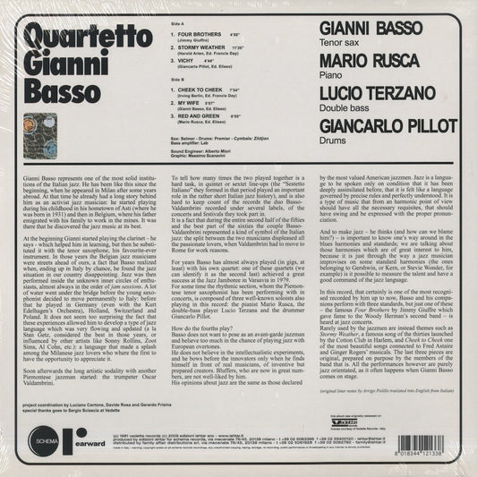 Quartetto Gianni Basso – Quartetto Gianni Basso (1981) (RW133LP) LP 2009 ITA Rearward