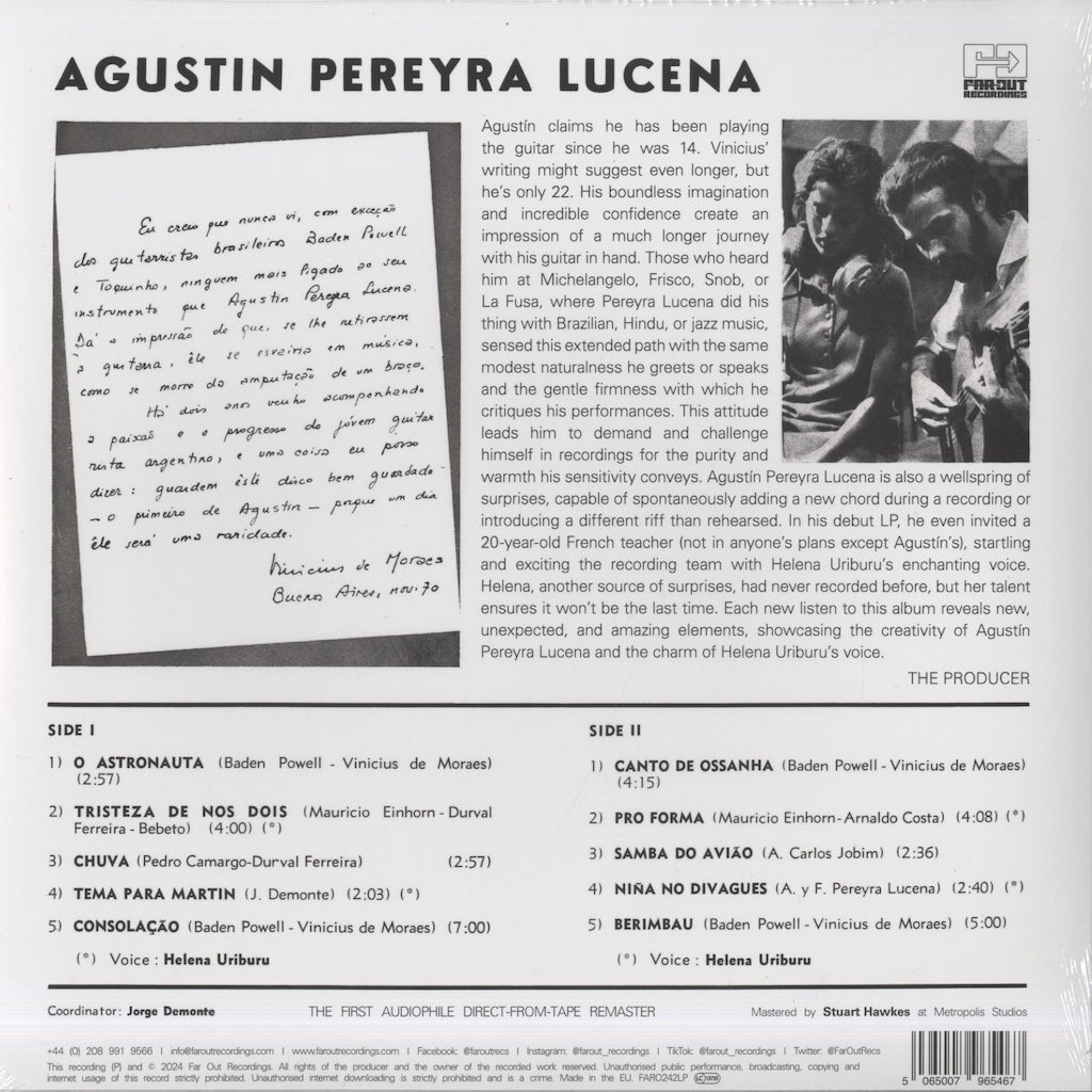 Agustin Pereyra Lucena – Agustin Pereyra Lucena 1970 (FARO242LP) 2024 UK Far Out | 新品LP back