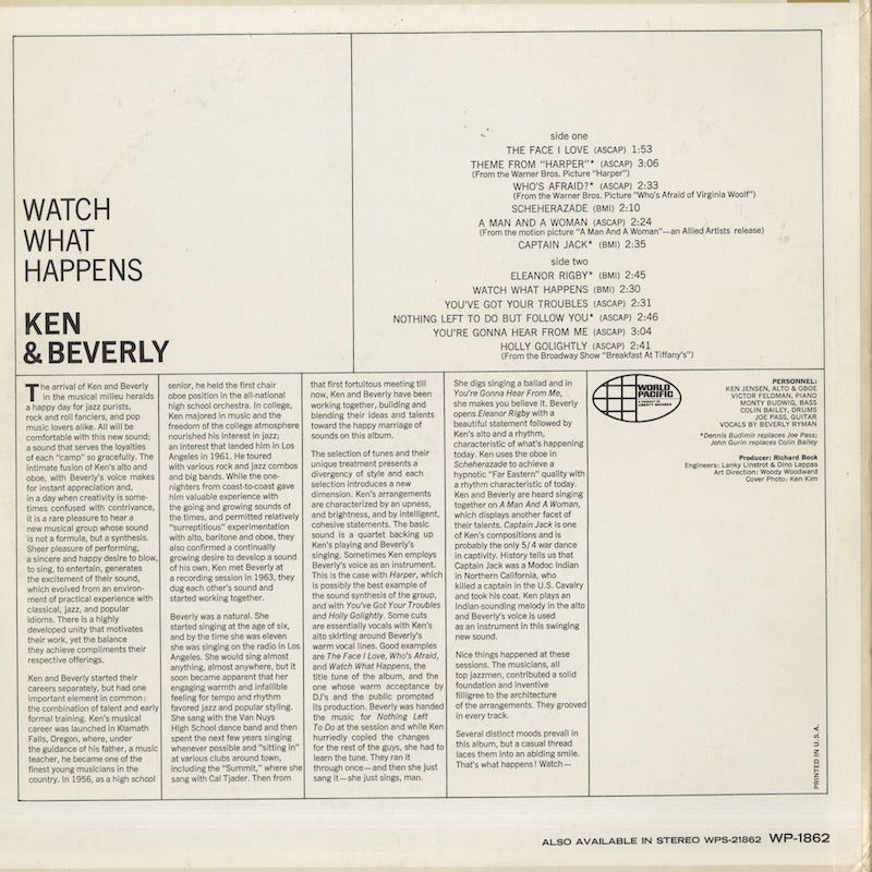 Ken & Beverly / ケン＆ビヴァリー / Watch What Happens! (WP1862)