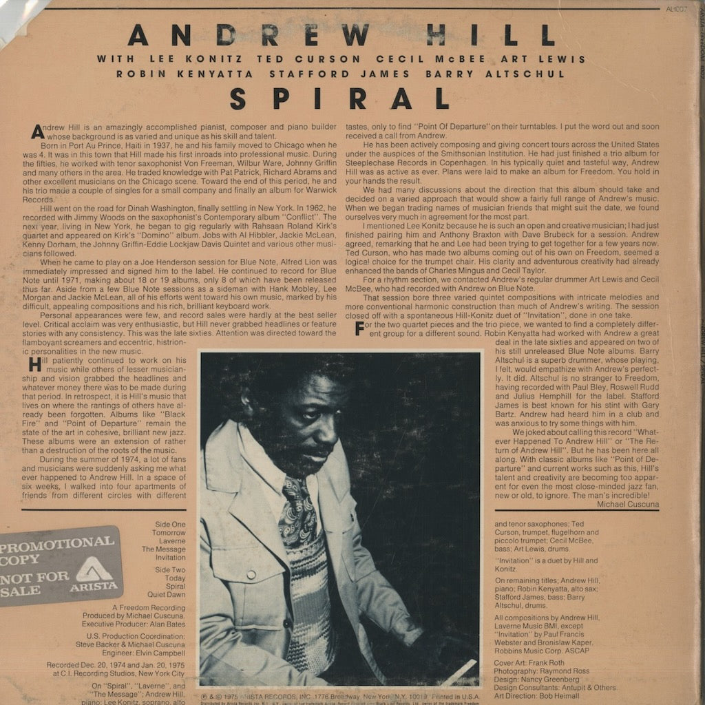 Andrew Hill / アンドリュー・ヒル / Spiral (Al 1007)