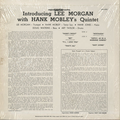 Lee Morgan / リー・モーガン / Introducing Lee Morgan With Hank Mobley's Quintet (SOPU-10SY)