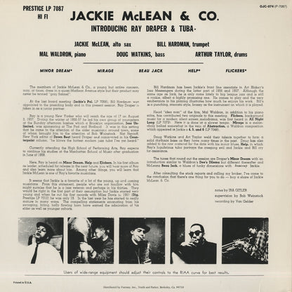 Jackie McLean / ジャッキー・マクリーン / Jackie McLean & Co. (OJC074)