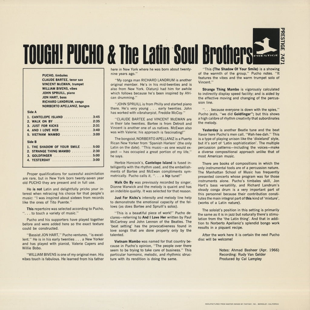 Pucho & The Latin Soul Brothers / プーチョ＆ラテン・ソウル・ブラザーズ / Tough! (PR7471)