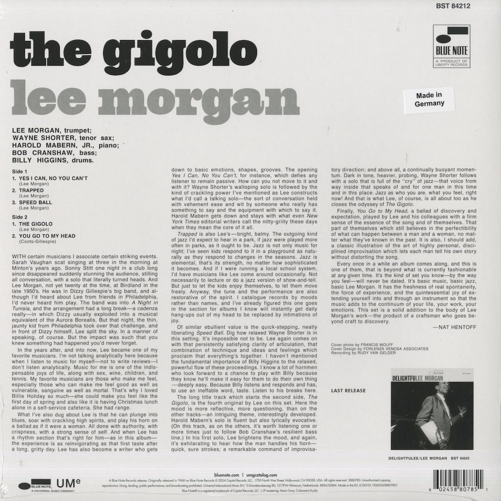 Lee Morgan - The Gigolo (180g) Blue Note back