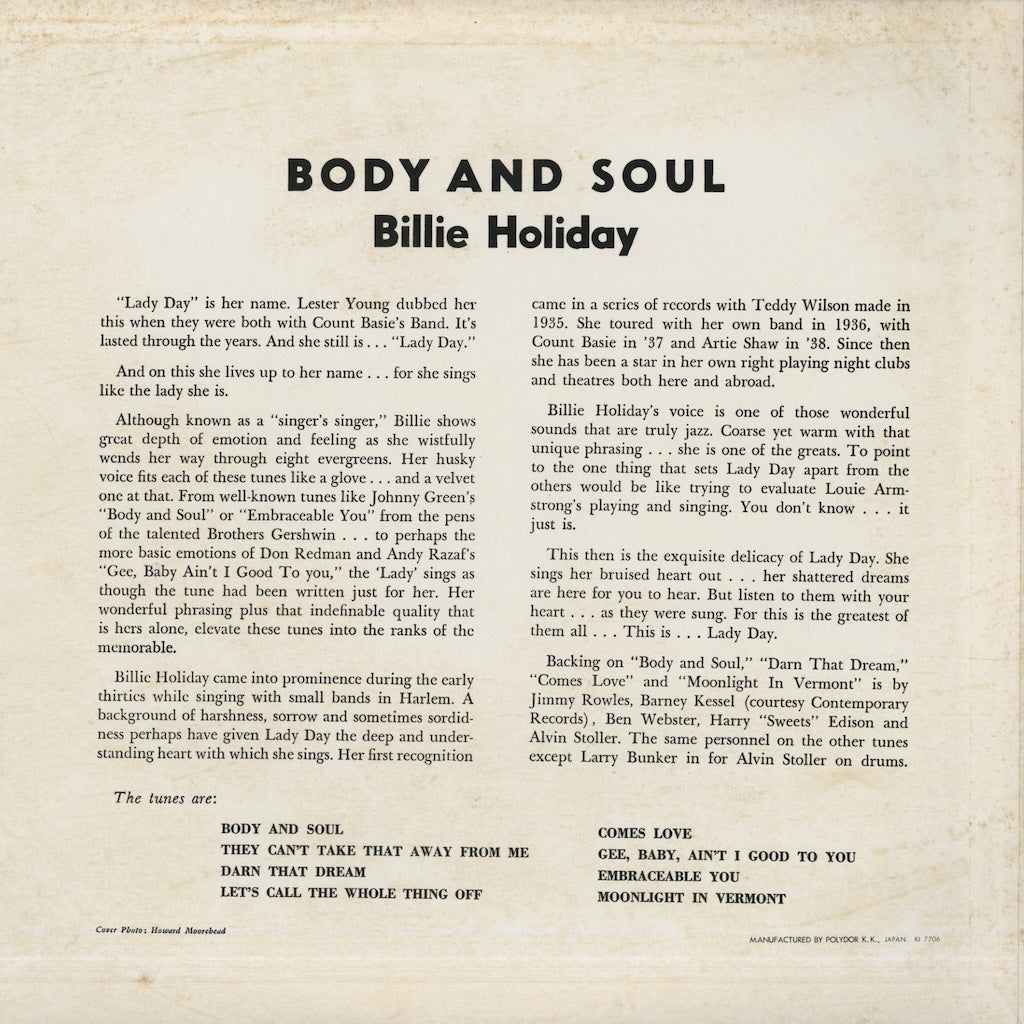 Billie Holiday / ビリー・ホリデイ / Body And Soul (MV2597)