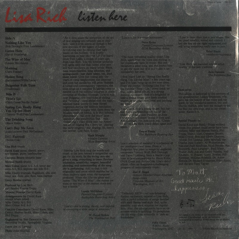 Lisa Rich / リサ・リッチ / Listen Here (TRI 001)