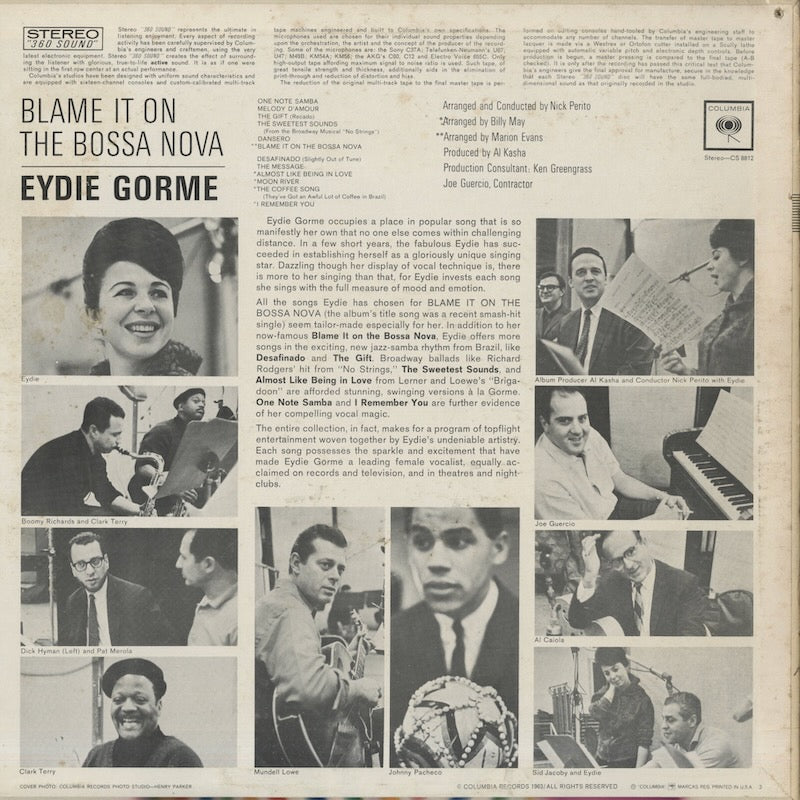 Eydie Gorme / イーディ・ゴーメ / Blame It On The Bossa Nova (CS8812)