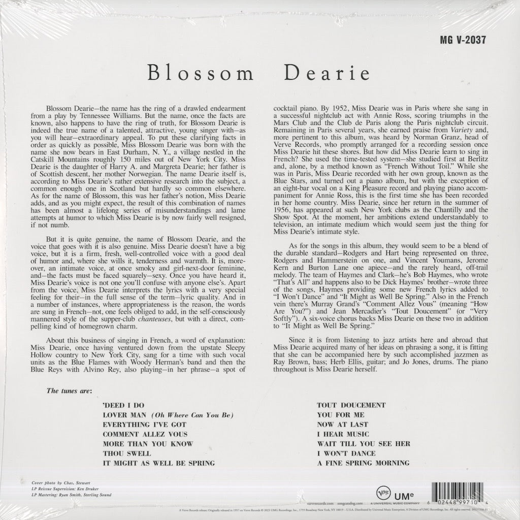 Blossom Dearie / ブロッサム・ディアリー (1957) (B0037206-01) 2023年プレスLP・180g重量盤