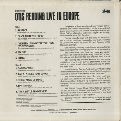 Otis Redding / オーティス・レディング / Live In Europe (SD33-286)