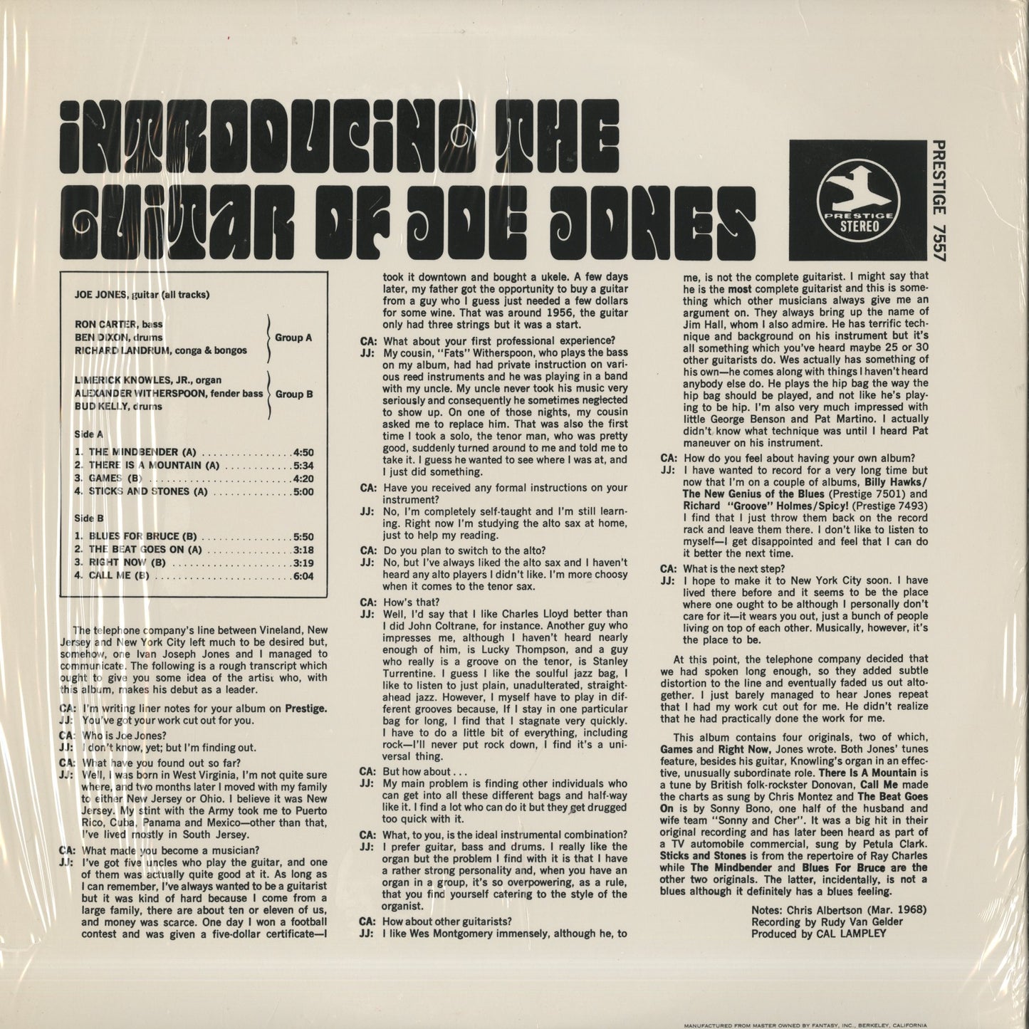 Joe Jones / ジョー・ジョーンズ / Introducing The Psychedelic Soul Jazz Guitar Of Joe Jones (PR 7757)
