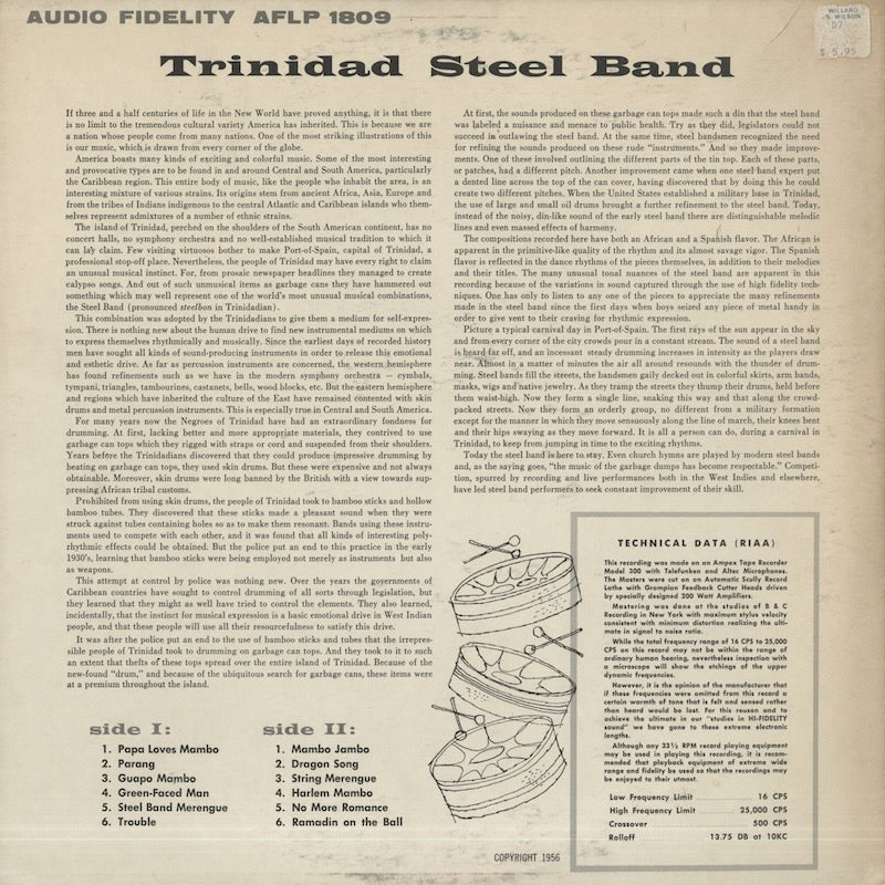 Trinidad Steel Band / トリニダード・スティール・バンド (1956) (AFLP1809)