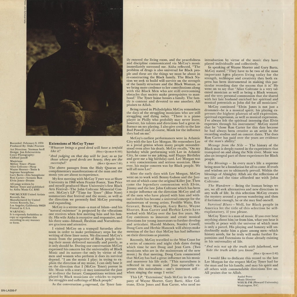 McCoy Tyner / マッコイ・タイナー / Extensions (BN LA006-F)
