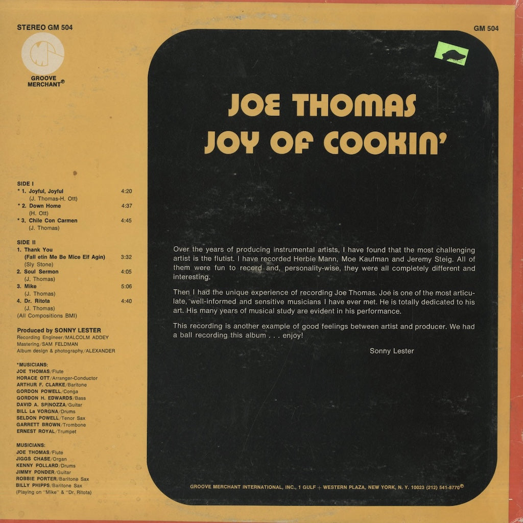 Joe Thomas / ジョー・トーマス / Joy Of Cookin' (GM504)