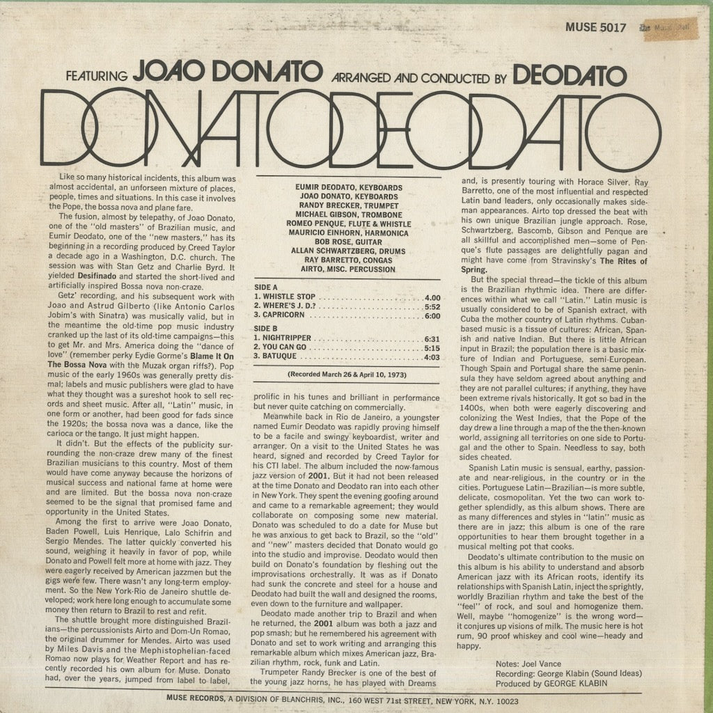Joao Donato / ジョアン・ドナート / Donatodeodato (MR5017)