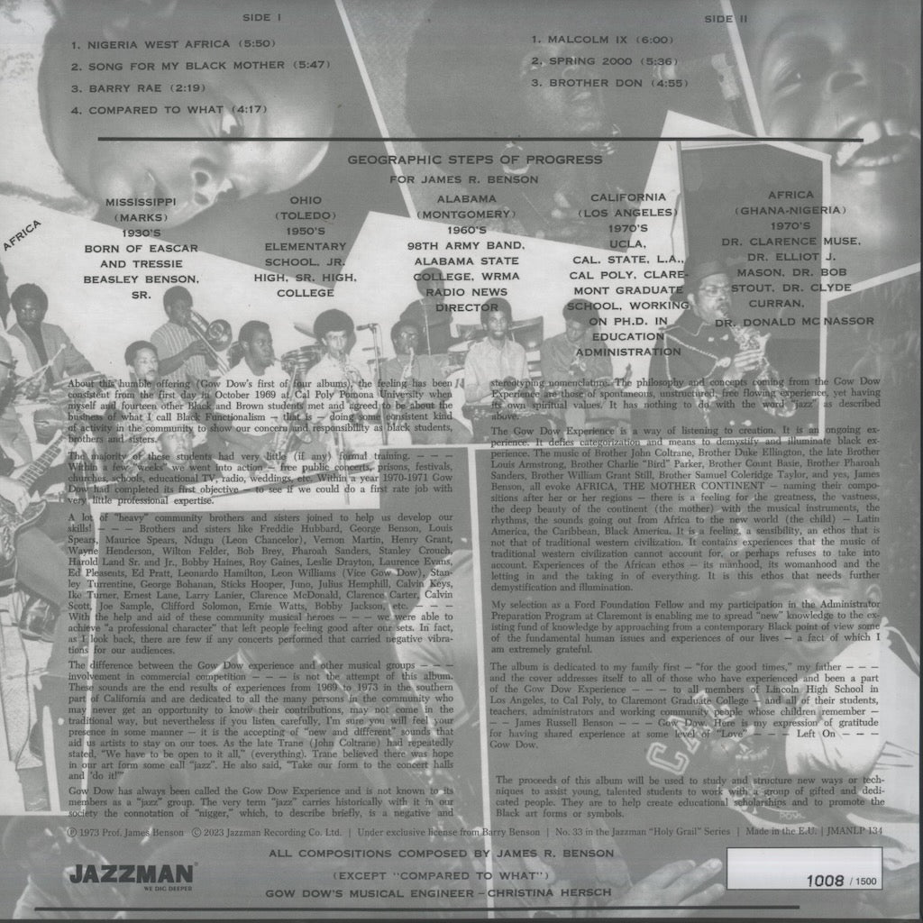 Prof. James Benson – The Gow-Dow Experience (JMANLP134) 2023 UK Jazzman｜新品 LP