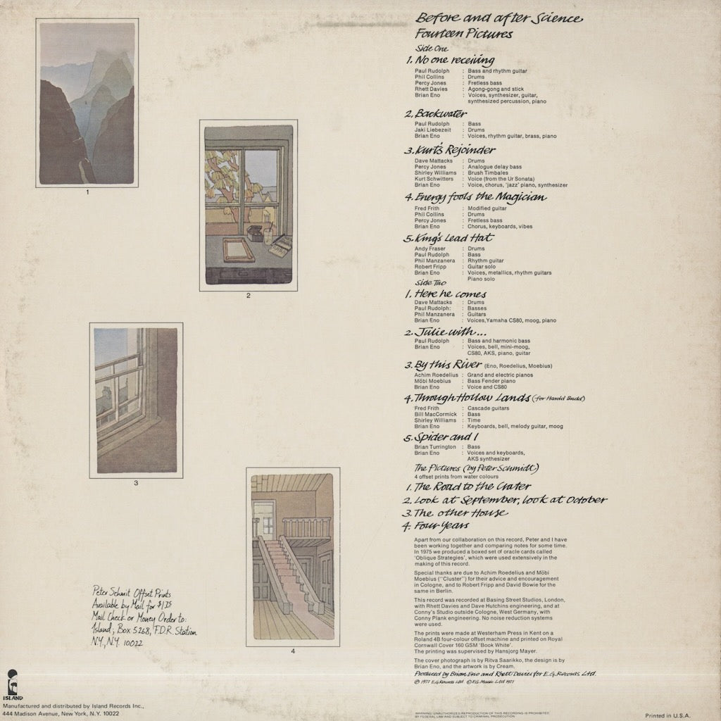 Brian Eno / ブライアン・イーノ / Before And After Science (ILPS 9478)