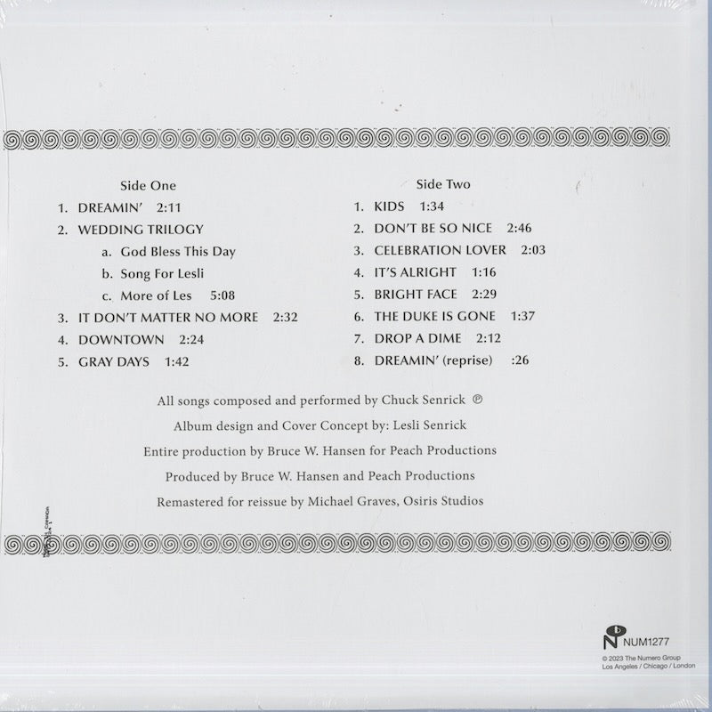 Chuck Senrick - Dreamin (NUM1277) LP 2023 US Numero Group｜新品LP back