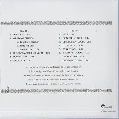 Chuck Senrick - Dreamin (NUM1277) LP 2023 US Numero Group｜新品LP back