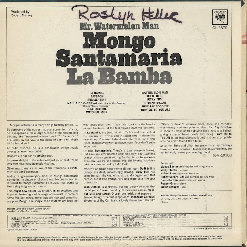 Mongo Santamaria / モンゴ・サンタマリア / La Bamba (CL2375)