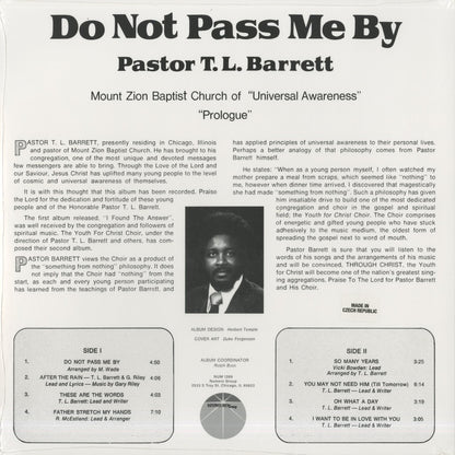 Pastor T. L. Barrett - Do Not Pass Me By Vol.1 (NUM1269LP) 2021 US Numero Group｜新品LP back